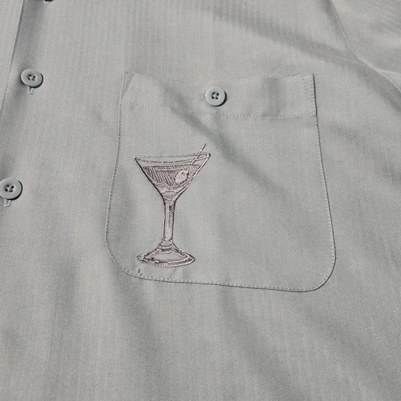 Caribbean Cocktails Pineapple Button Down Shirt Men's Large Green‎ Short Sleeve - Picture 4 of 9